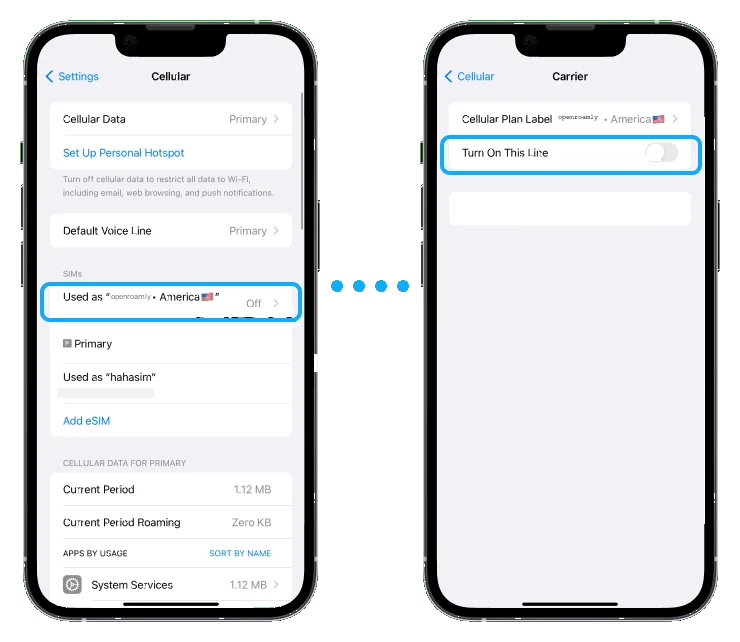 iOS eSIM Activatie Schakelaar