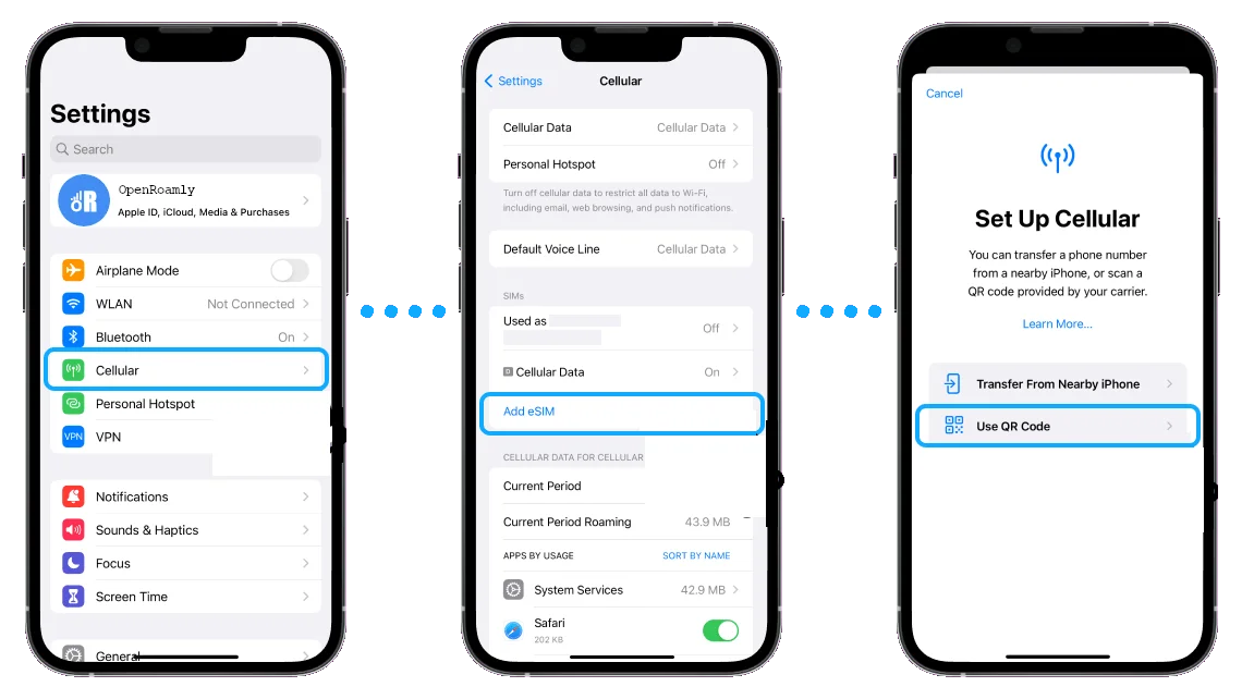 iOS Interface voor het toevoegen van een mobiel abonnement
