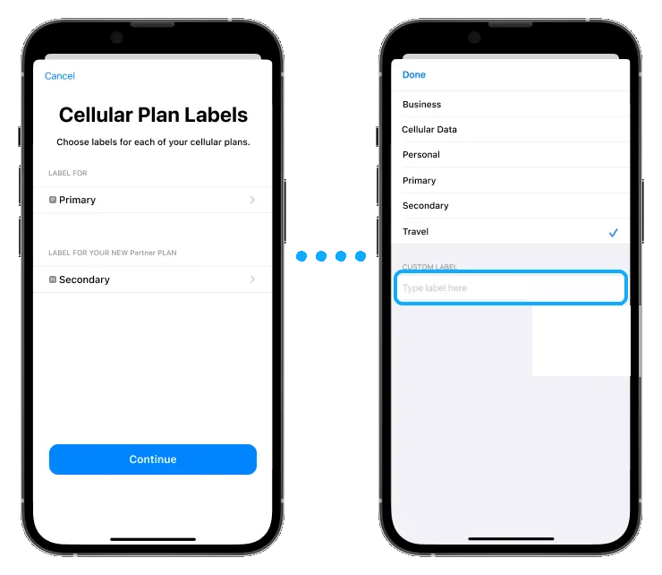 iOS eSIM labelconfiguratie